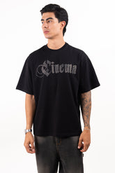 Camiseta over ERROR 404 negra plateada