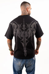 Camiseta over GANGSTA piedra plateada
