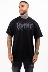 Camiseta over GOTHIC negra plateada