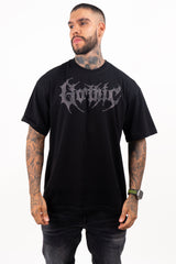 Camiseta over GOTHIC negra plateada