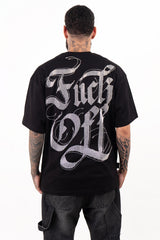 Camiseta over FUCK OFF p. plateada