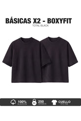 PACK X2 - CAMISETAS BÁSICAS BOXY FIT- NEGRO