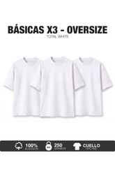 PACK X3-CAMISETAS BÁSICAS OVERSIZE -BLANCO