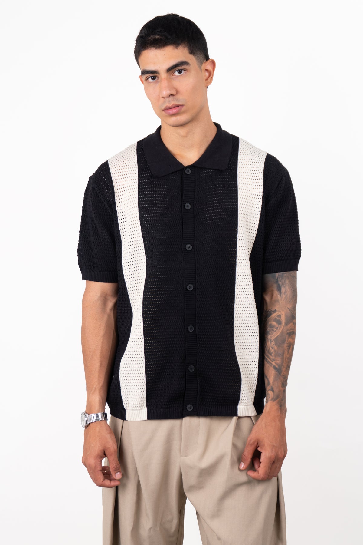 Camiseta con cuello  TEJIDA