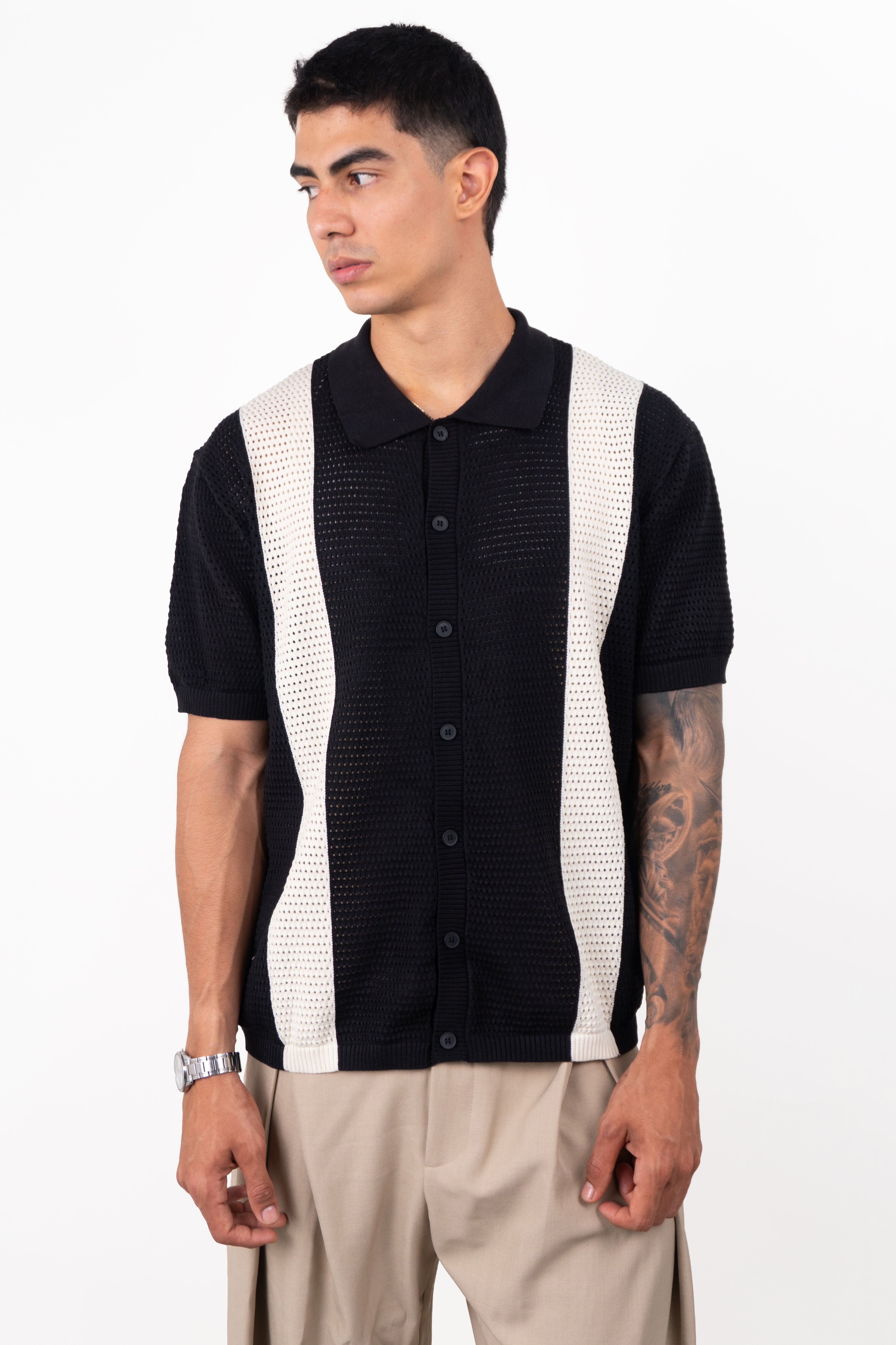 Camiseta con cuello  TEJIDA