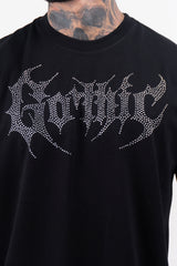 Camiseta over GOTHIC negra plateada
