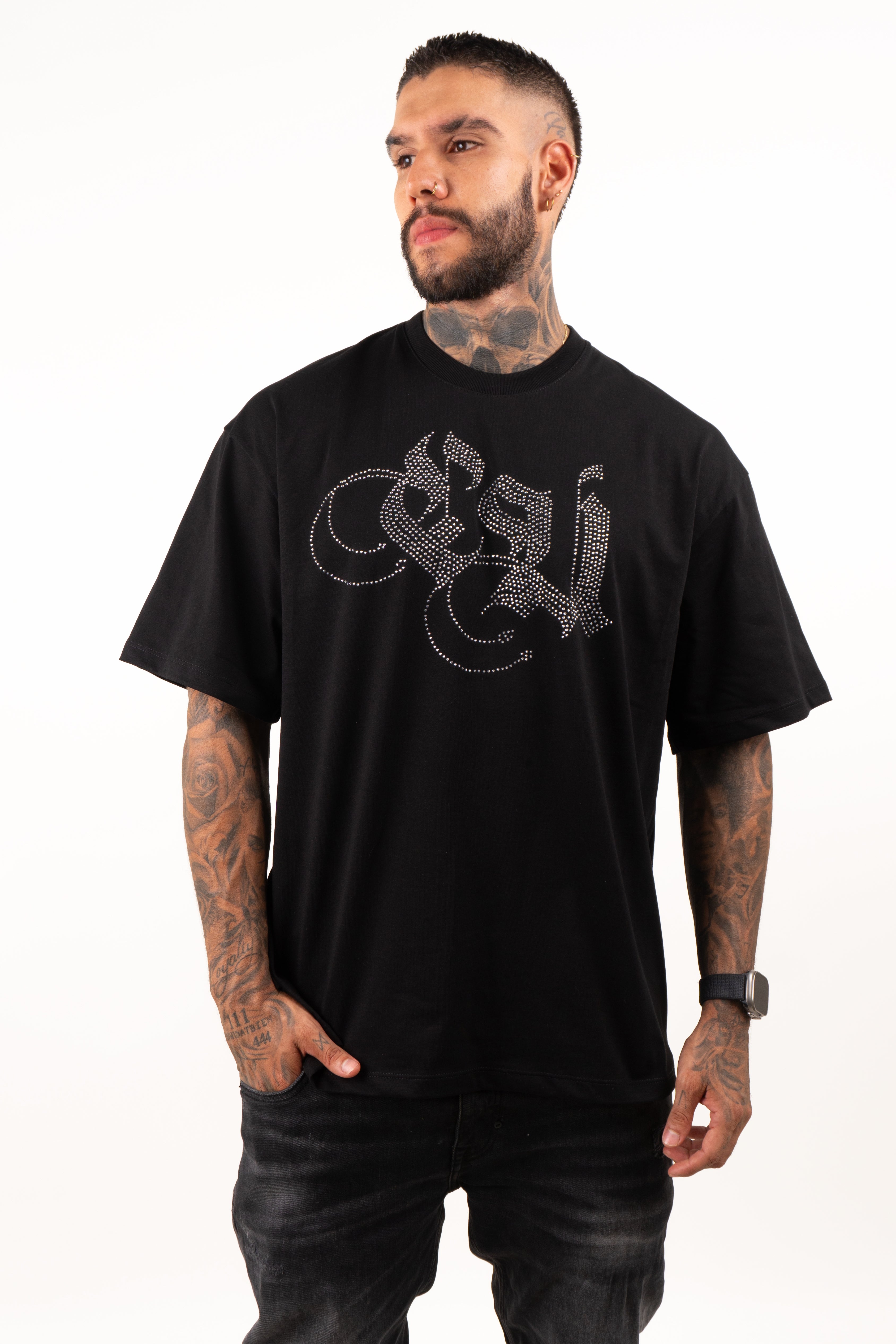 Camiseta over FUCK OFF piedra plateada