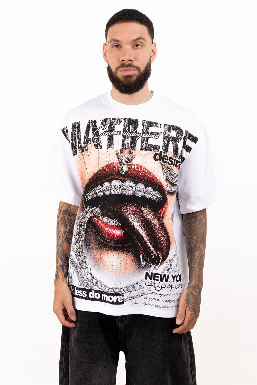 Camiseta over LIPS CHAINS