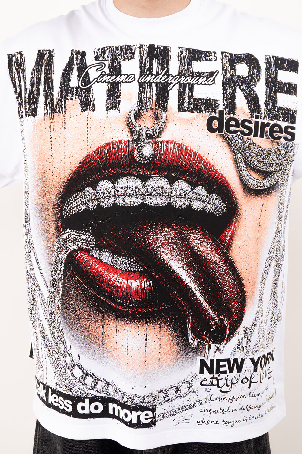 Camiseta over LIPS CHAINS