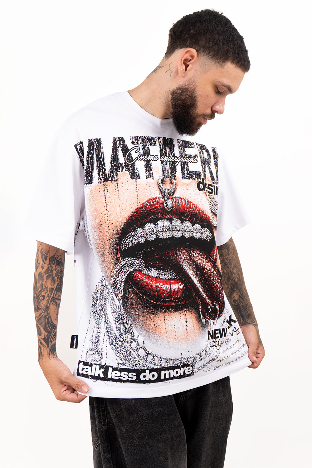 Camiseta over LIPS CHAINS