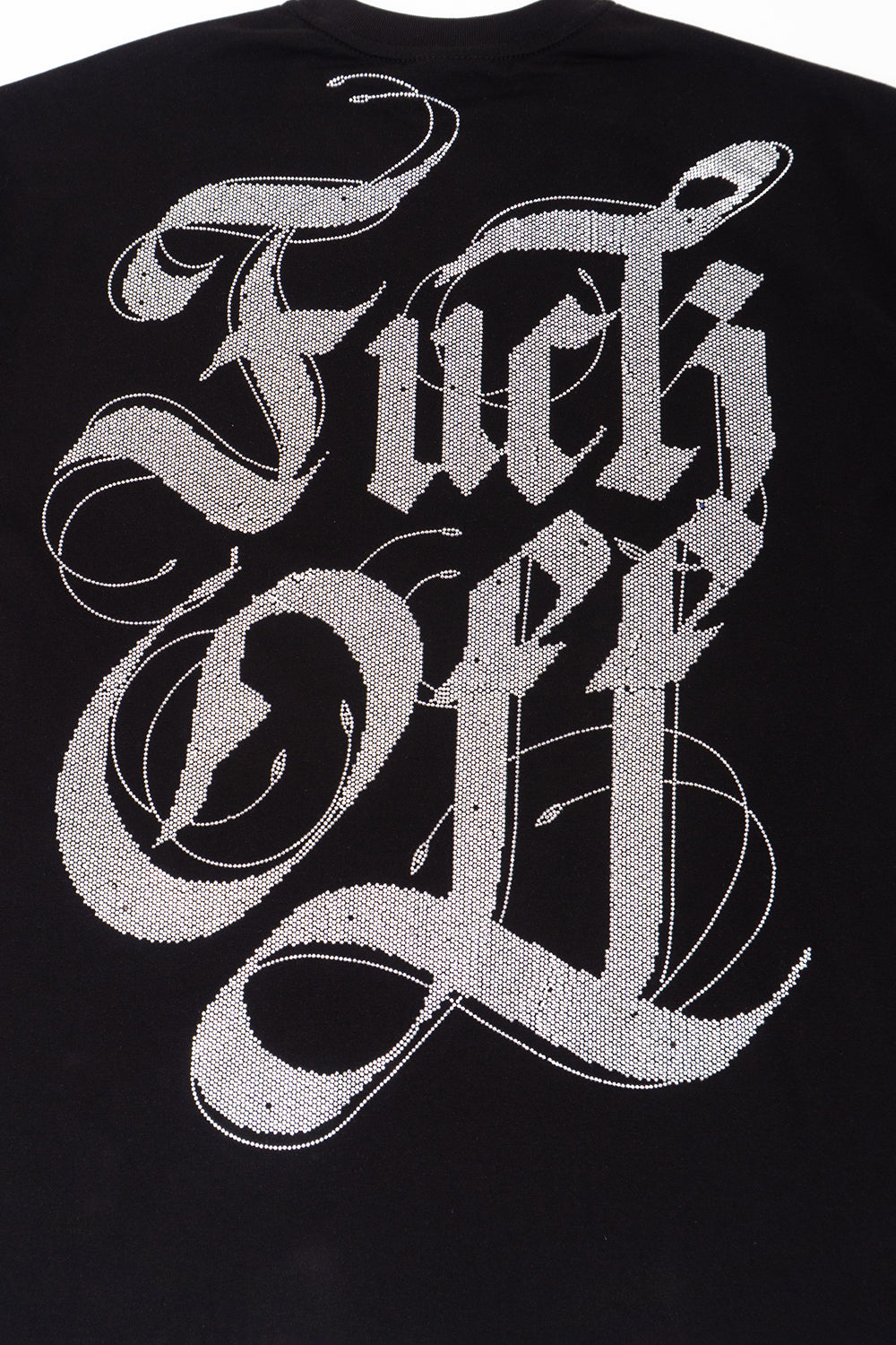 Camiseta over FUCK OFF p. plateada