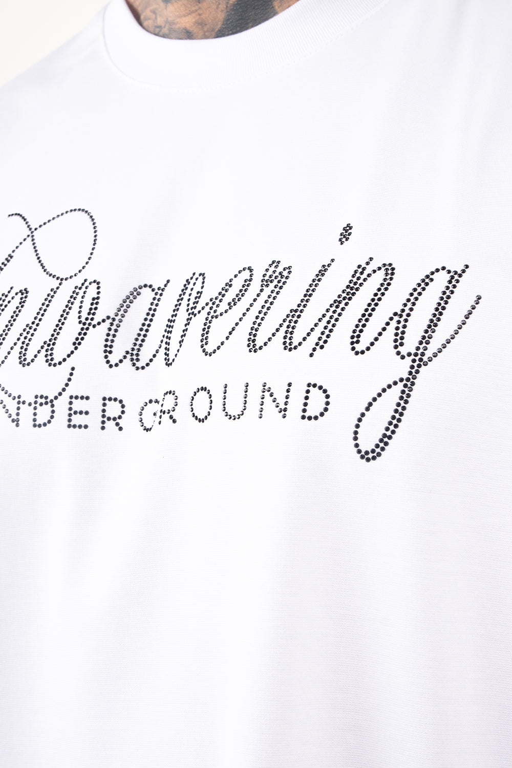 Camiseta over NEVER GIVE UP blanco