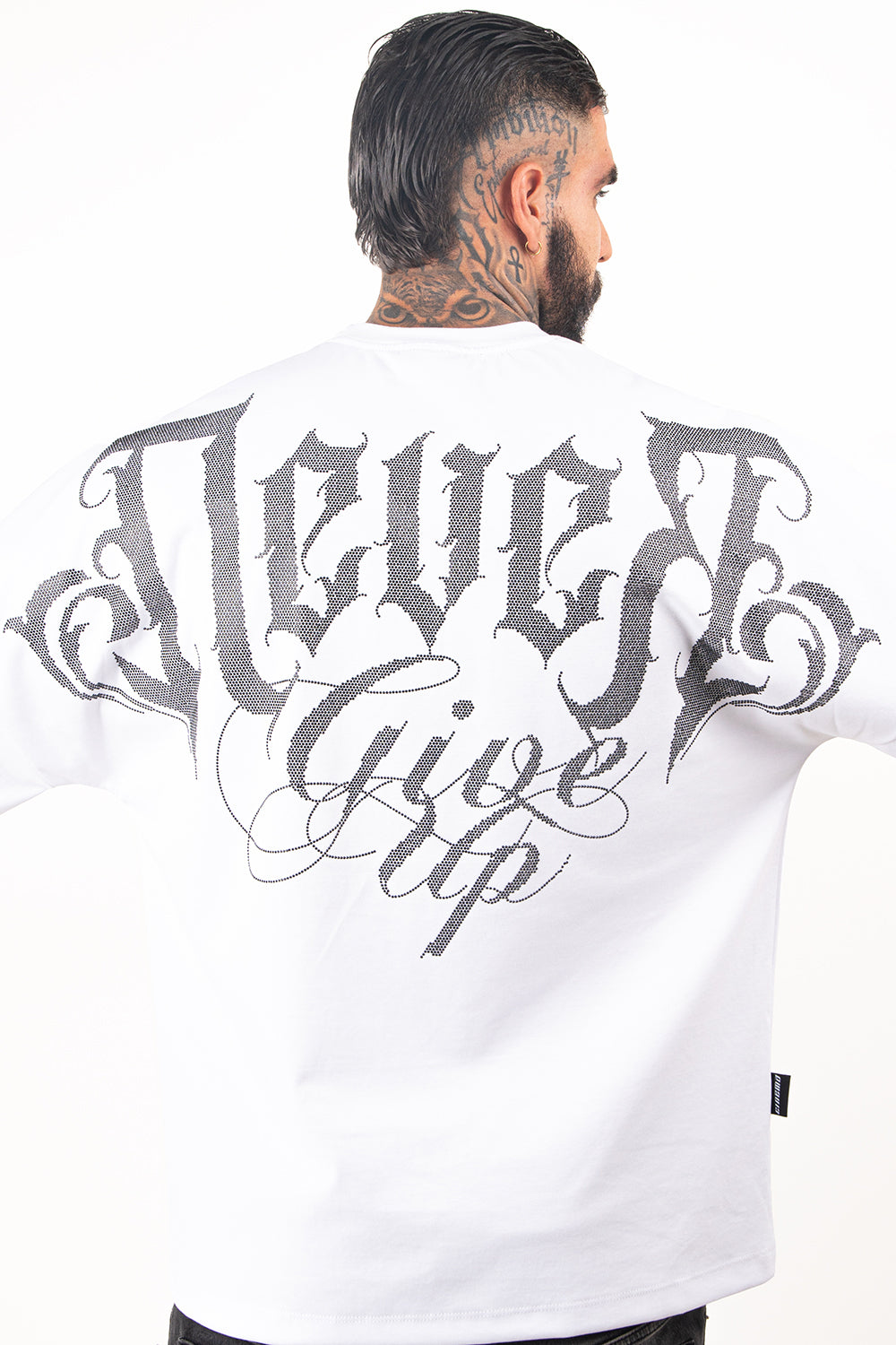 Camiseta over NEVER GIVE UP blanco