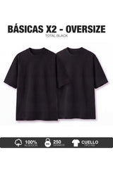 PACK X2-CAMISETAS BÁSICAS OVERSIZE -NEGRA