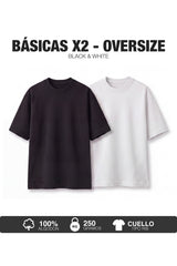 PACK X2-CAMISETAS BÁSICAS OVERSIZE -NEGRA Y BLANCA