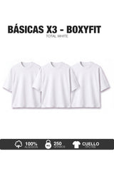 PACK X3- CAMISETAS BÁSICAS BOXY FIT - BLANCA