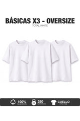 PACK X3-CAMISETAS BÁSICAS OVERSIZE -BLANCO